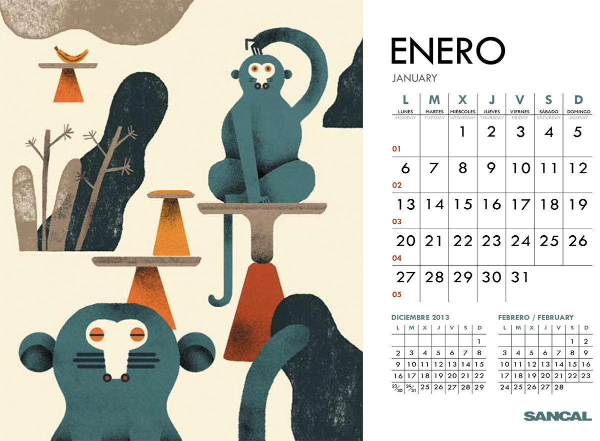 Календарь с животными креативный
